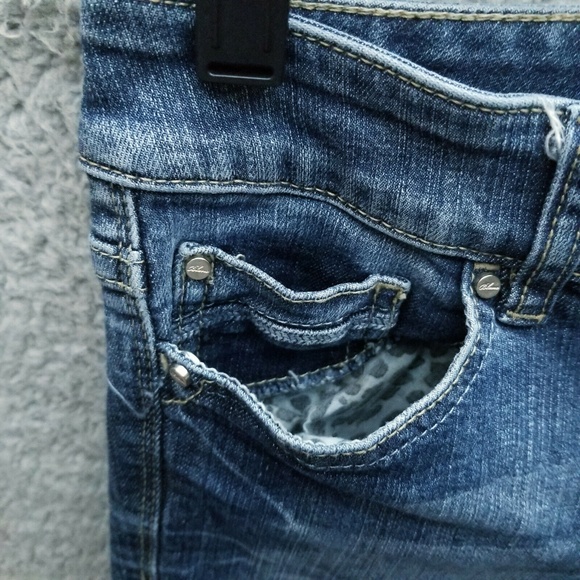 White House Black Market 00S Blanc Blue Solid Bootcut Jeans 28" 29.75" 7.75" - Picture 3 of 12